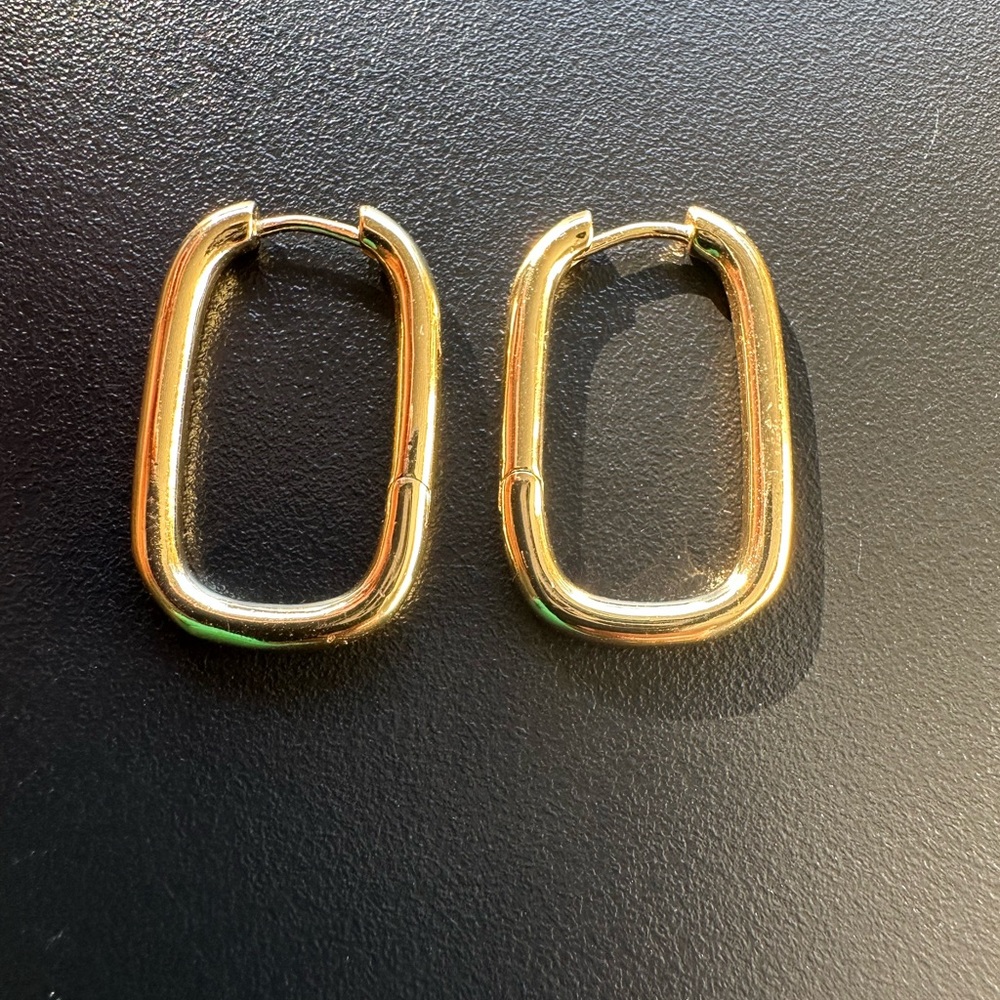 Rectangle Gold Hoop Earrings